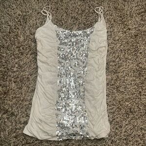 Daytrip Sequin White Tank Top